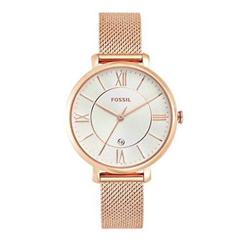 Fossil Women's Jacqueline Quartz Stainless Steel Mesh Three-Hand Watch, Color: Rose Gold (Model: ES4352)
