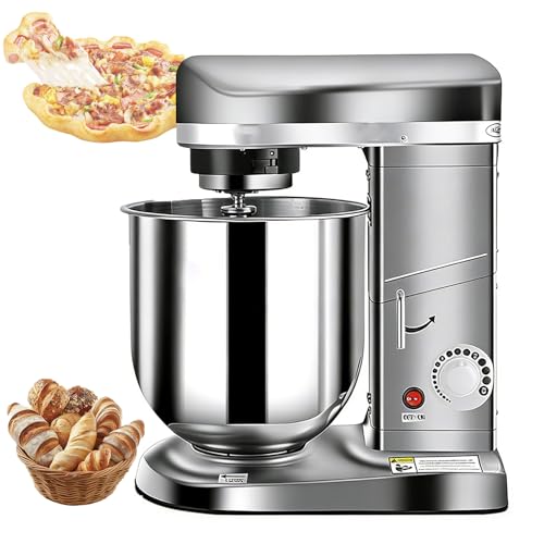 Mezclador comercial de alimentos, licuadora de acero inoxidable de 350 W, 3 velocidades, capacidad de 5 litros, duradera para panaderías y pizzerías