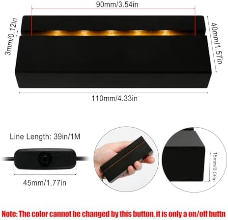 LED Wooden Display Base - Black Rectangle Warm Light Set of 2