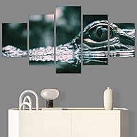 SIGNWIN 5 Panel Canvas Wall Art Alligators Closeup Dramatic Expressionism Hallway Minimalist Multicolor for Home Decorations Ready to Hang - 60