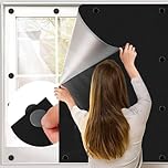 BKSAI Magnetic Blackout Blinds Window for Bedroom Traceless Removable, 145x200cm Any Shape and Size, No drilling 16 Magnets, Portable Black Out Blinds Curtains Blackout Material Cover