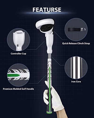 Amavasion Vr Golf Club Handle Accessories Compatible With Meta/Oculus Quest 2 Enhance Immersive Vr Game Experience (White/Green) #TOP1
