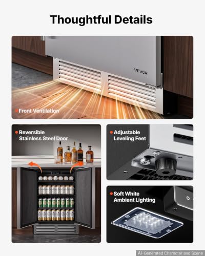 Image of VEVOR Outdoor Beverage Refrigerator, 24 Inch Undercounter Drink Fridge