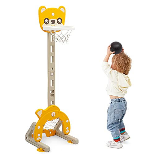 KUSARKO Juego de soporte de baloncesto para niños, soporte de baloncesto ajustable en altura y juego de aro Cover
