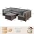 Qsun 7 Pieces Patio Furniture Set, Outdoor Sectional Rattan Sofa Set, Wicker Patio Conversation Set with Cushions and Glass Coffee Table, for Balcony, Porch, Garden, Grey