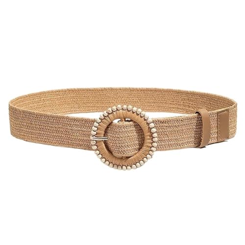 Straw Woven Belt Women Straw Belt Wide Elastic Waist Braided Waistbelt