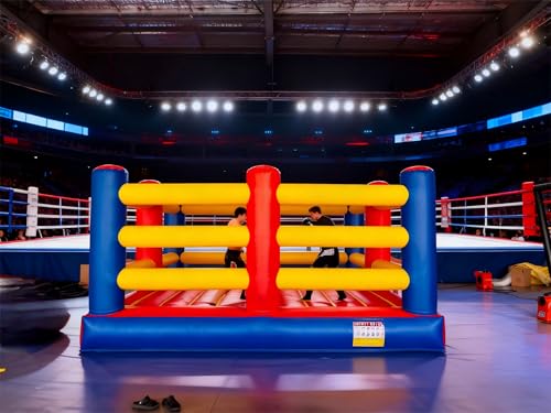 Inflatable Boxing Ring - Heavy Duty PVC Boxing Arena with Air Blower & Repair Kit, Suitable for Adults & Kids, Indoor Outdoor Training, Fitness & Recreational Use (Multicolor, 16.5x16.5FT)