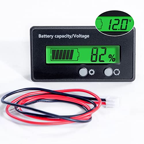 Image of Battery Monitor with Bracket DC 12V 24V 36V 48V 60V 72V 84V Car Motorcycle Golf Cart Battery Voltage Meter Digital Capacity Indicator Gauge Voltmeter Testers for Acid & Lithium ion Ba-ttery