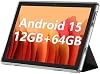Tablet ECOPAD 10.1 Pulgadas, Android 15, 12GB(4+8) RAM / 64GB ROM / Expansión SD 1TB, Pantalla Táctil HD IPS 1280x800, Batería 6000mAh, Bluetooth 5.0, Doble Cámara, GMS, WiFi Doble Banda, Negro 2