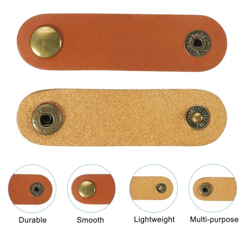 PATIKIL Alças organizadoras de cabos de couro, 6 peças, 8 x 2 cm, clipes de couro, suporte USB, gere