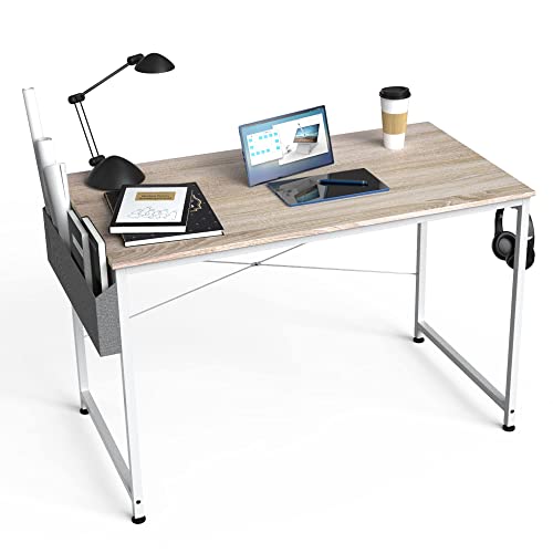 HOMIDEC Writing Computer Desk, Office Work Desk for student and worker, Laptop Table with Storage Bag and Headphone Hook,Modern Simple Style Desks for Bedroom, Home, Office(80x50x75cm)