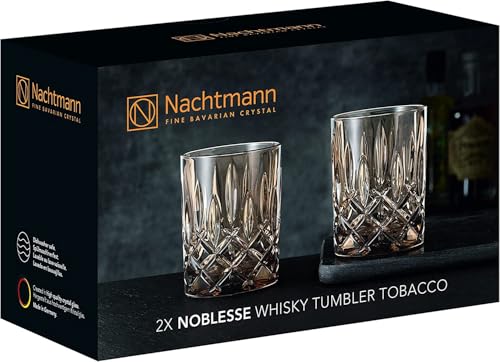 Image of Nachtmann Noblesse Collection 4 inch Whiskey Tumbler, Made of Fine Crystal Glass, Glass for Bourbon, Whiskey, & Other Beverages, 10.4-Ounces, Dishwasher Safe, Set of 2 (Tobacco)