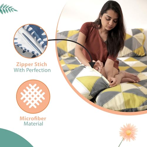 Image of Divine Casa Microfiber Cushion Cover Set of 5 | 16 x 16 Inch | Soft Durable Decorative Cushion Covers for Sofa Couch Bed | Arrow Print | Navy Blue