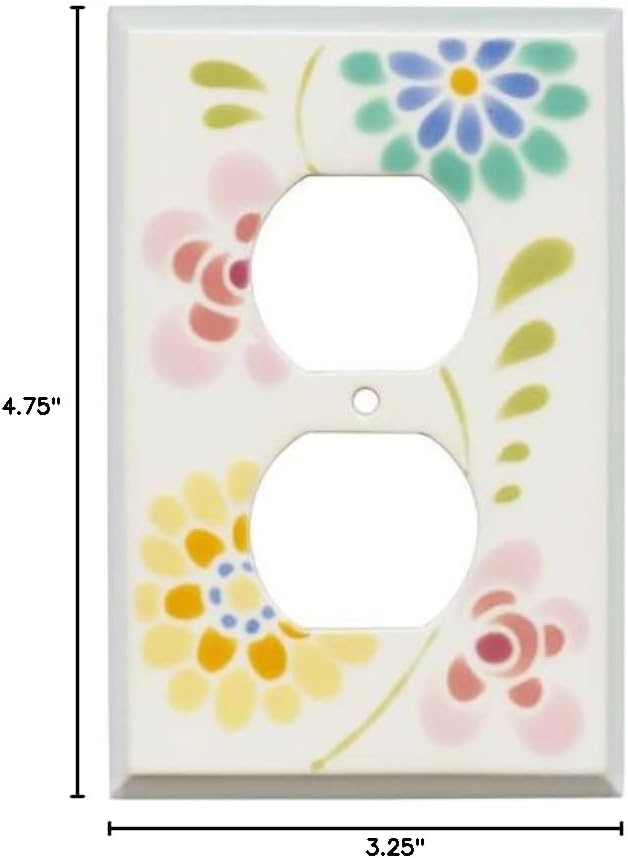 Glass Flowers White Ceramic - Outlet Covers