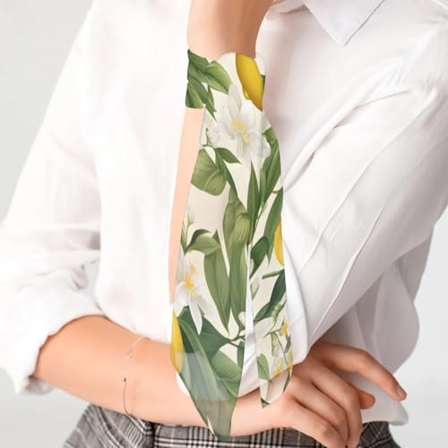 Cartoon Lemon Leaves Fashion Hair Scarf Lightweight Silk Feeling Head Scarf Square Bandanas for Women3