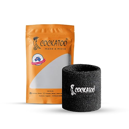 Cockatoo Muñequera para hombre, gimnasio, banda de muñeca para bádminton, banda de muñeca para mujer, banda de muñeca para mujer, entrenamiento de gimnasio, (paquete de 1) (negro)