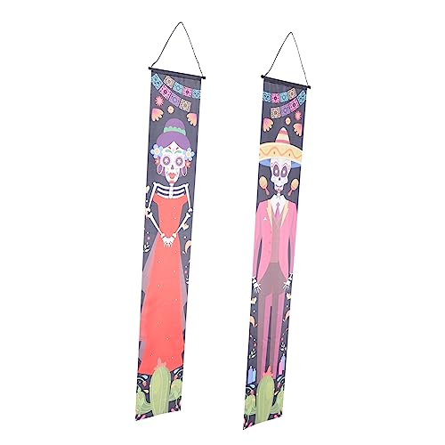 Paire de drapeau extérieur et panneaux de décoration haut de gamme pour porte Halloween