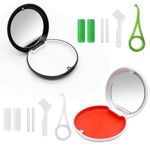 BORISCA 2 Piezas Caja Ferula Dental, Caja Dentadura Postiza con 2 Herramientas Ortodoncia, Portátil Funda Invisible Caja Aparato Dental Magneticamente Invisible Caja Dentadura Postiza (B)