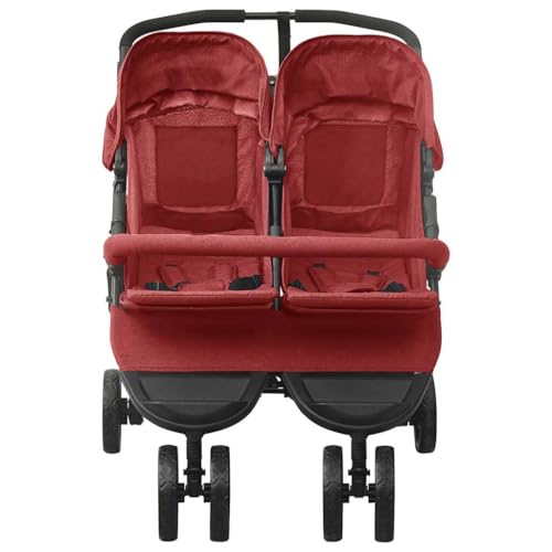 Cochecito doble de acero resistente para 2 niños con respaldo ajustable, reposapiés, capota redonda, parachoques delantero, plegable, 99 x 78 x 103 cm, ideal para paseos y carreras