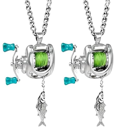 Genérico Mini collar de carrete de pesca, collar de carrete con mango giratorio y guía de línea móvil, para pescadores, pescadores y amantes de la pesca (2 pcs)