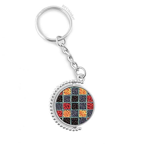 Porte-clés rotatif multicolore avec médaillon rectangulaire de 1,2x3,5 pouces