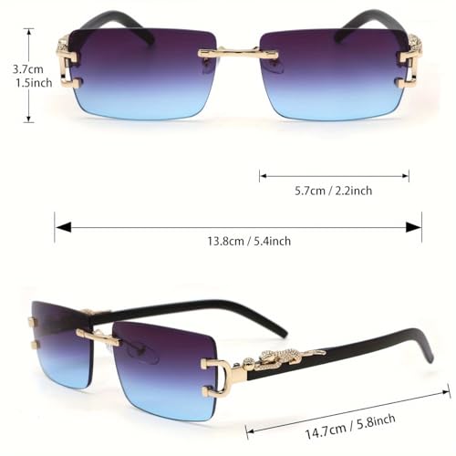 128-Pack Gold Zinc Alloy Rimless Sunglasses - 5 Colors (38 Black/30 Grey Blue/20 Each Brown Blue/Blue/Transparent) | Wholesale Bulk UV4003