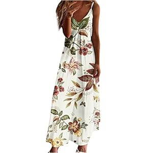 Womens Sundress Women Spaghetti Strap Maxi Dress Western Floral Print Cami Dress Sleeveless Trend Summer Long Dress
