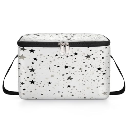 Silver Stars Lunch Bags for Women Men 9 Cans, Hot & Cold Food Delivery Bag Insulated Grocery Bag Insulated Lunch Box Shining Bright Star Cooler Bag for Office Work Picnic Beach