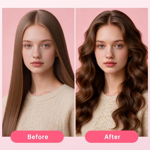 Image of Hahahope 1 1 /4 Inch Curling Wand for Bouncy Beach Waves, Extra Long Ceramic Barrel Curling Iron for Long Hair, Global Voltage with 2 Temperature Settings
