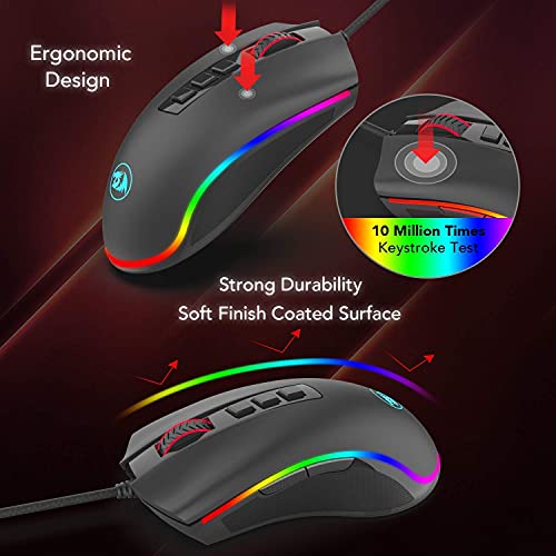 Mouse Gamer Redragon Cobra, Chroma RGB, 10000DPI, 7 Botões, Preto glide