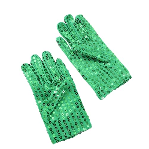 Kids Shining Sequins Gloves Lightweight Full Finger Gloves Singing Gloves Christmas Party Shinning Dancing Gloves, About 17.5cm long, Red2