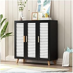 Puertas Persianas Para Armarios Zapateros Organizador de Almacenamiento de Zapatos de 4 Niveles Zapatero Que Ahorra Espacio para Entrada, Pasillo, Armario, gabinete de baño con Puertas de persiana, Organizador de almacena