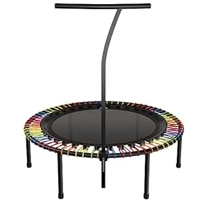 bellicon Plus 49″ fitness trampoline (rainbow) with handle bar and bungee suspension up to 31 st (Ultra Strong) | Best performing rebounder