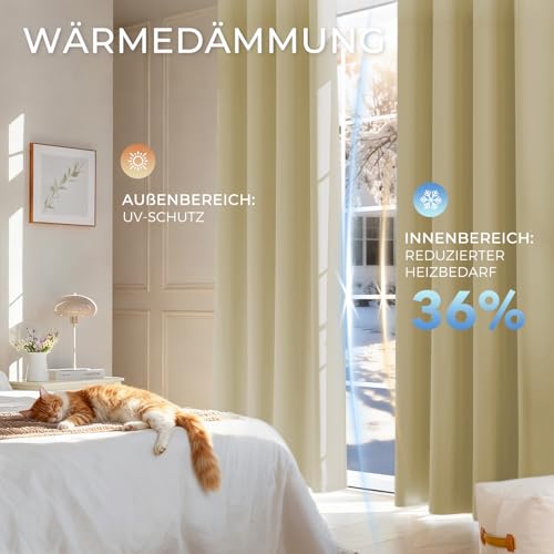 Runyéla Verdunklungsvorhänge mit Ösen Gardinen, Thermovorhang Hitzeschutz – Ansicht 4