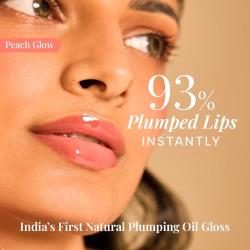 Image of RAS Luxury Oils Hydrating 4-in-1 Super Plump Lip Oil Gloss, Balm, Plumper & Gloss with SPF 20 | Enriched with Natural Oils, Peptides & Hyaluronic Acid - Peach Glow