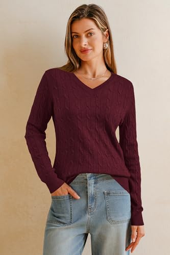 Image of Arach&Cloz Women's Wool Blend Fall Sweaters Business Casual Outfits 2026 | Soft&Breathable Pullover, Long Sleeve, V-Neck, Relaxed Fit Workwear, Business Casual, Teacher Outfits