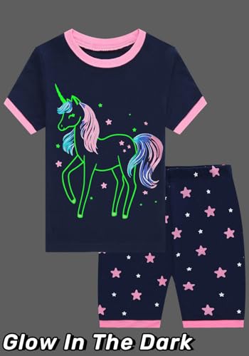 Girls Cotton Pajamas Short Sleeve Pjs Toddler Summer Sleepwear Sets2