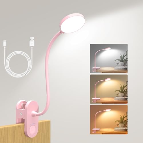 ZAPLIT Lámpara de lectura con batería de 61 ledes, 3 modos de color y 10 niveles de luminosidad, 2000 mAh, con USB-C, cuello de cisne flexible de 40 cm, lámpara de libro, lámpara de pinza para