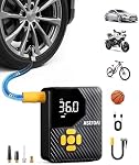 AstroAI L7 Mini Tire Inflator Portable Air Compressor,150 PSI Cordless Car Tires Air Pump with LED Lights&Pressure Gauge,Auto Shut-Off - Tire Pump for Auto,Motorcycle, Bicycle, Ball Yellow