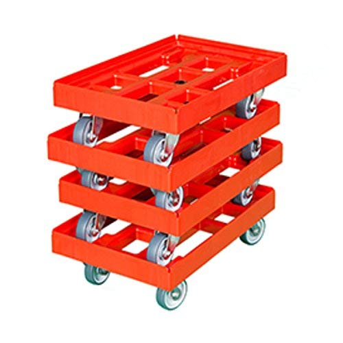 4er Set Transportroller Typ 610 x 410 mm feuerrot, offene Ausführung Euro-Boxen