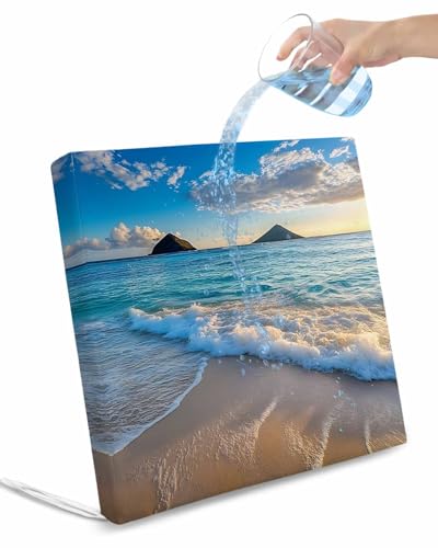 2 Pack Ocean Waterproof Cushion Covers with Ties, Outdoor Patio Chaise Lounge Chair Seat Cushion Slip Covers Replacement(Only Cover) Blue Sky Mountain Sandy Beach Sea Scenery 22