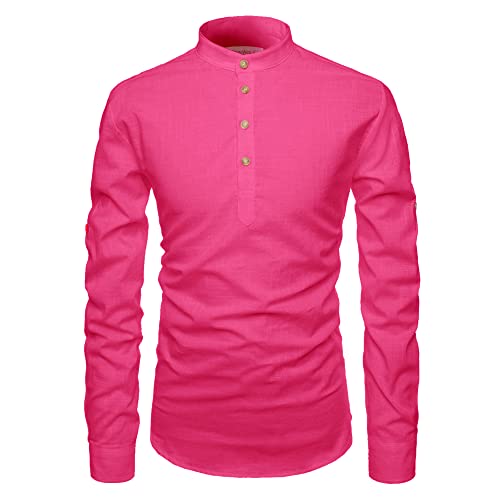 Image of Men's Full Sleeve Beige Color Cotton Blend Spread Slim Fit Shirt Style Kurta for Men and Boys