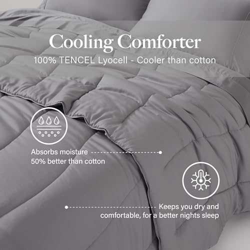 Image of Modern Threads Tencel Lyocell Luxury Ultra Soft Down Alternative Comforter, Platinum, Queen