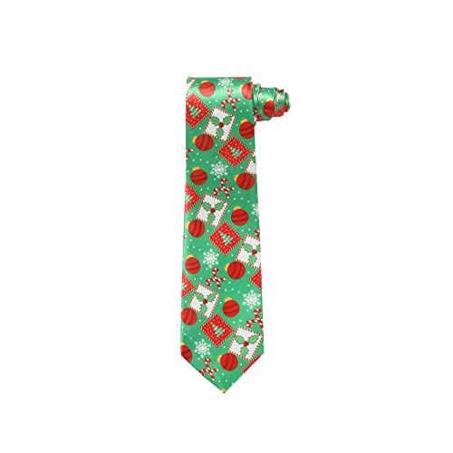 Komonee Christmas Tie Xmas Green Holly Colourful Novelty Funny Necktie Holiday Work Party Do Joke Present Gift Mens Womens Unisex