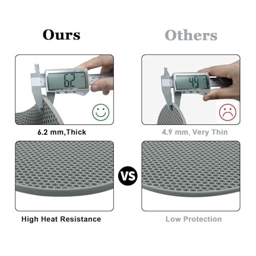 Image of Silicone Trivet Mats, 2 Sizes 7 & 9 Inch Heat Resistant Silicone Hot Pads Pot Holders for Kitchen - Trivets for Hot Dishes, Multipurpose Non-Slip Heat Resistant Mat, Spoon Holder, Drying Mat(Gray)