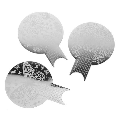 SAFIGLE Kit de Estampación para Uñas 3 Placas Multifuncional DIY Decorativas Redondas para Amantes de Manicura en Casa Limpieza Fácil