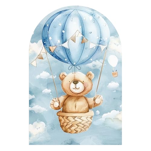 DEQORI Papier peint mural autocollant - 100 x 150 cm - Motif oursons dans un ballon - Toile textile - Amovible, décoratif et indéformable - Pour salon, bureau, couloir ou chambre d'enfant