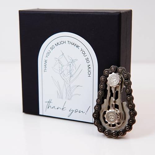 Hziacyzt Black Chain Gear Fidget Toy for Teenagers,Stealth Anxiety Relief Sensory Finger Toy, Small Gifts Goodie Bags Stuffers for Boyfriend Gift Box Included
