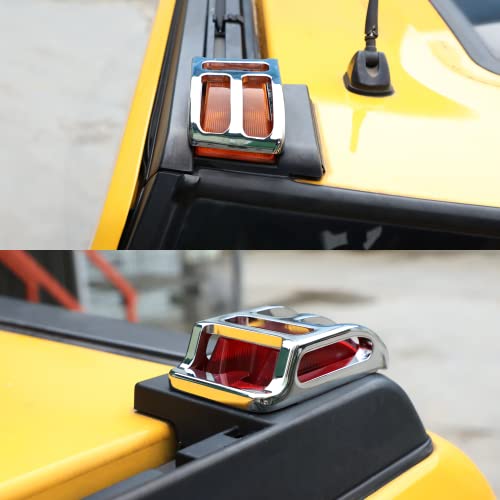 Bzumperyz Chrome Billet Top Corner Marker Light Guards Cages Cab Marker Light Cab Light Cover Trim Accessories For Hummer H2 2003-2010 Suv &Sut #TOP4