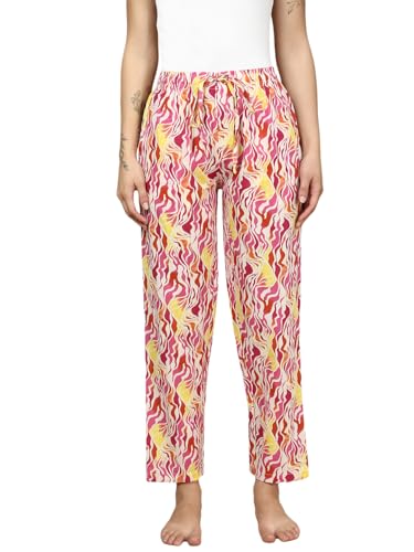 Image of PYNK by Lux Cozi Women's Cotton Printed Palazzo Pyjama Relaxed Lounge Pants | Super Soft Comfortable | Loungwear Pyjama Pant-Pack of 1